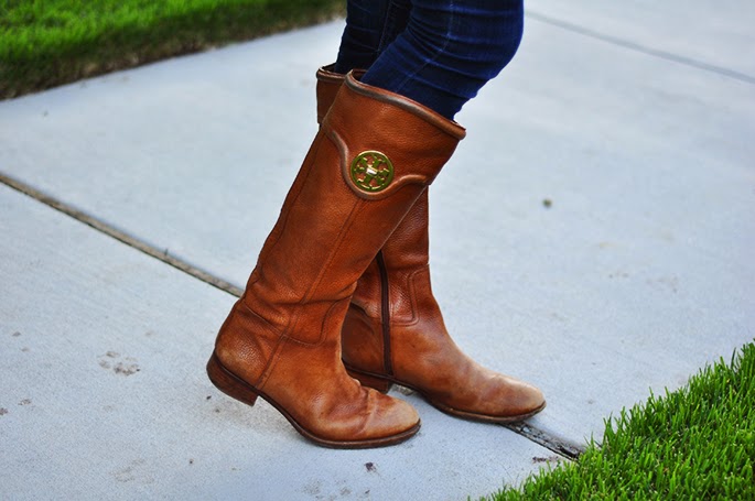 Tory Burch brown riding boots