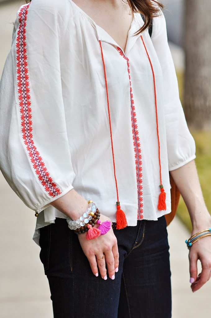 Forever21 embroidered peasant blouse