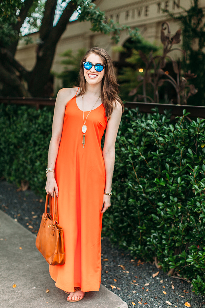 Old Navy torrent orange maxi dress Dallas fashion blogger