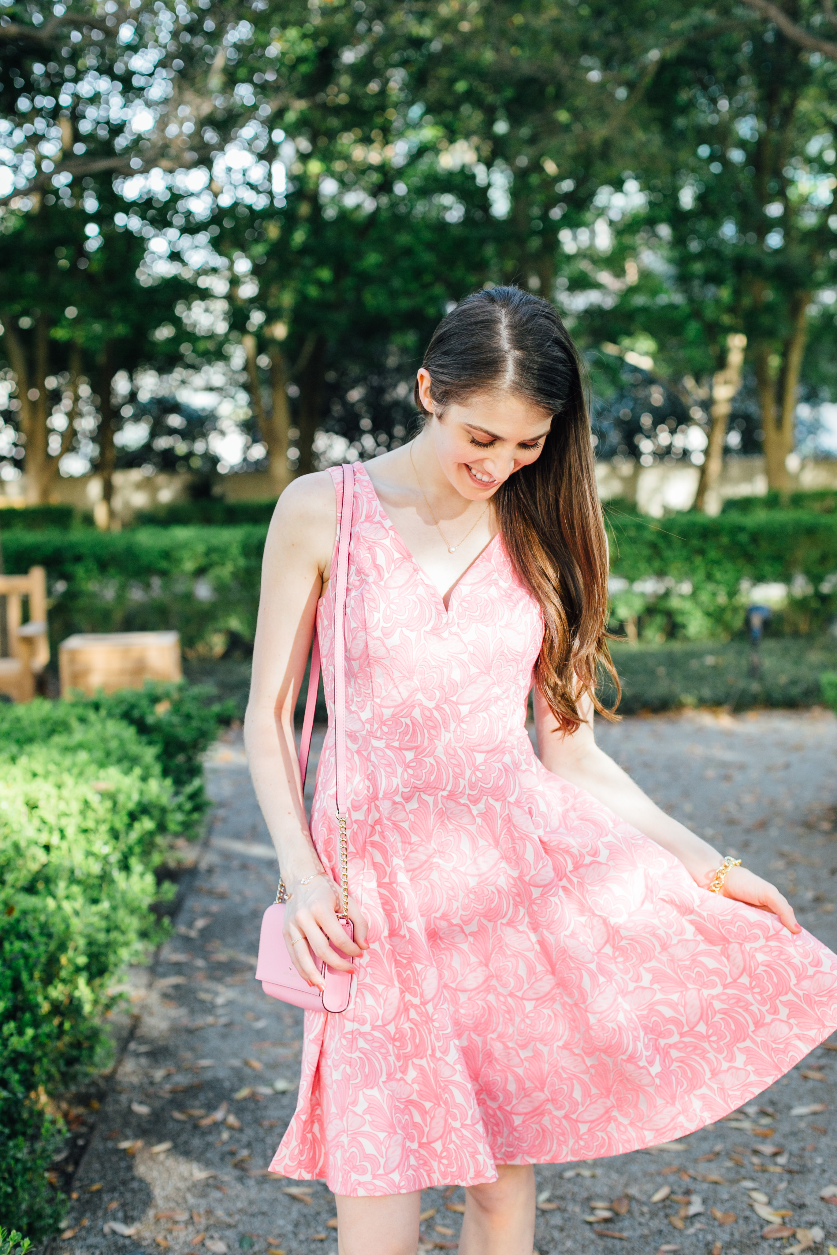 anthropologie-pink-fit-and-flare-dress