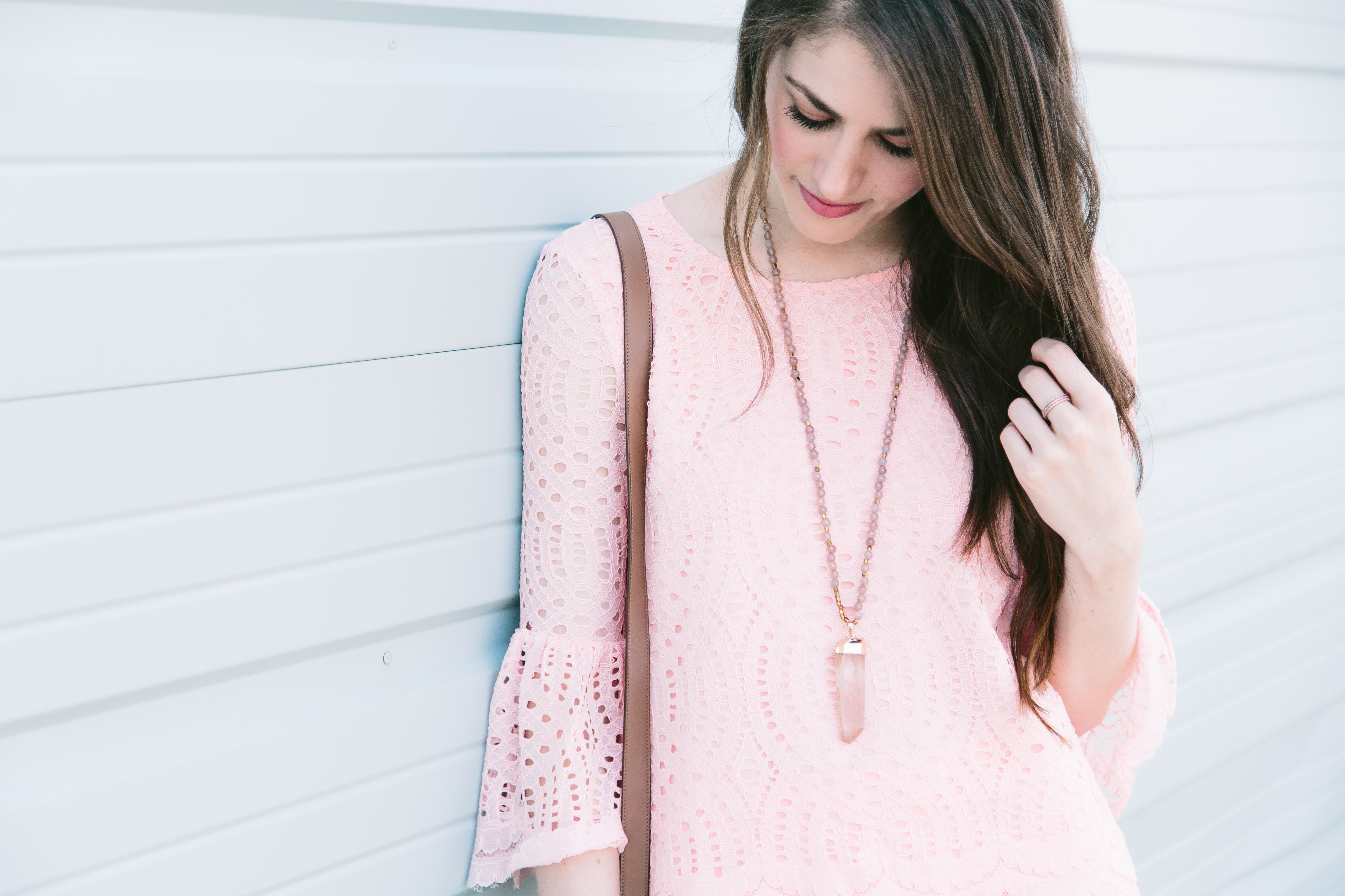 Pink bell sleeve blouse