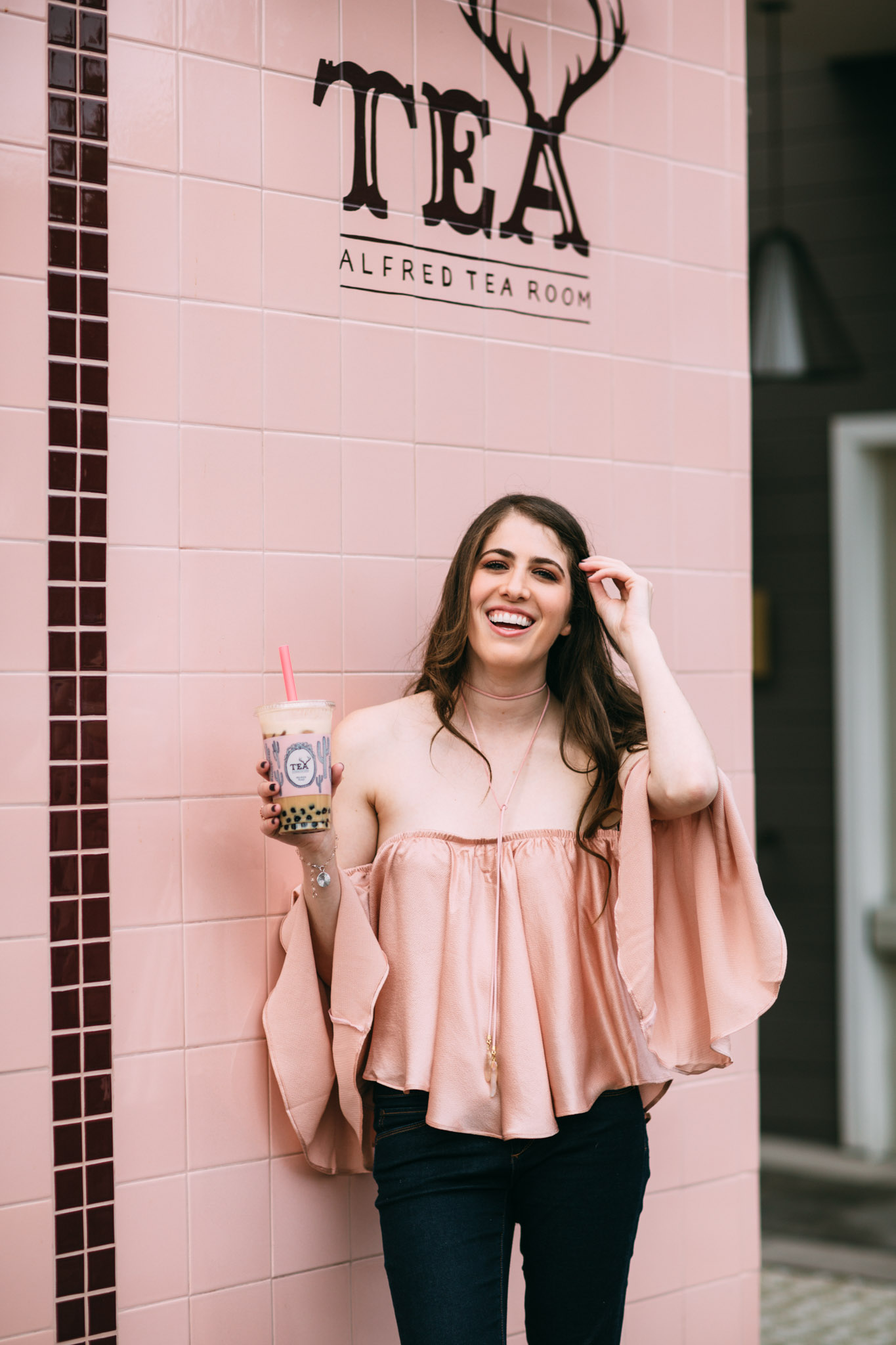 Revolve Backstage Rianna top in salmon