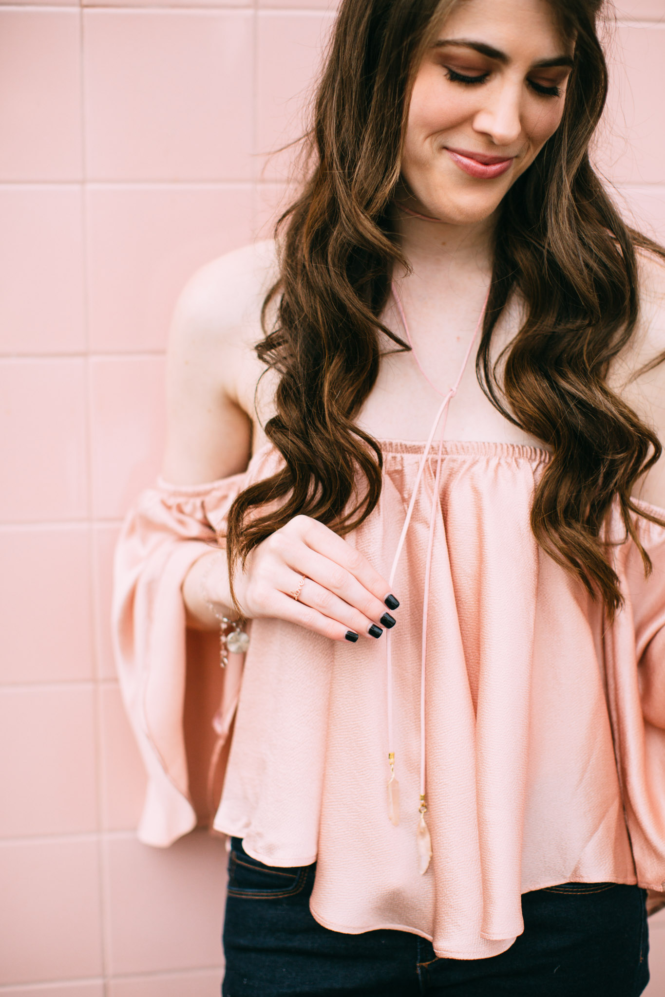 Blush choker with crystals