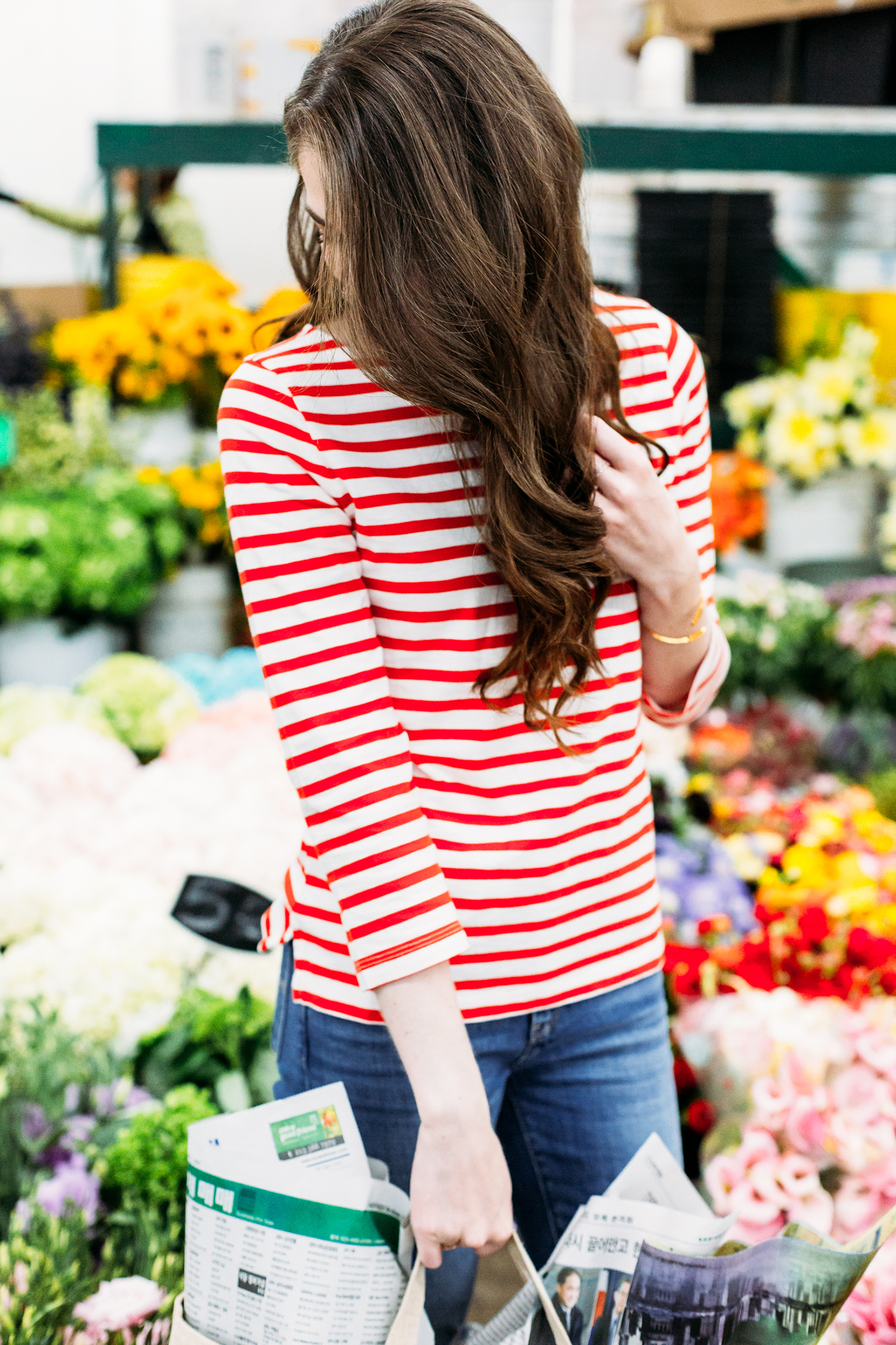 Red white striped shirt